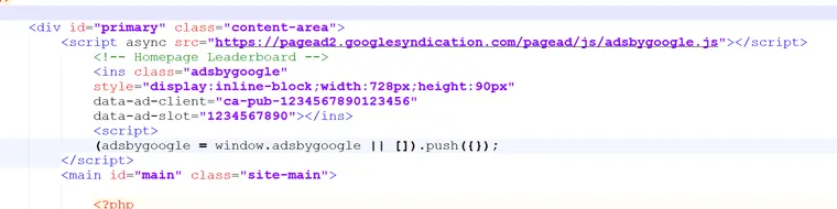 AdSense HTML Code integrieren