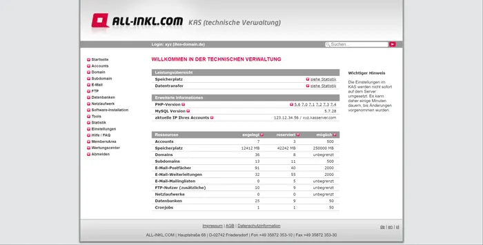 Kundenadministrationssystem (KAS) von all-inkl.com