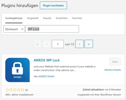 AWEOS WP Lock installieren