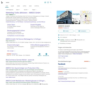 Bing Places anzeigen: AWEOS