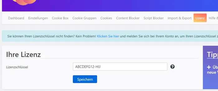 Borlabs Cookie Plugin Lizenz aktivieren