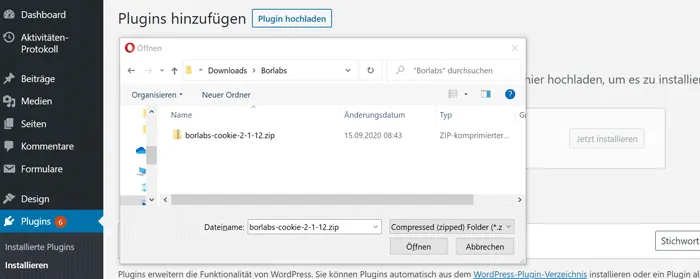 Borlabs Cookie Plugin in WordPress installieren