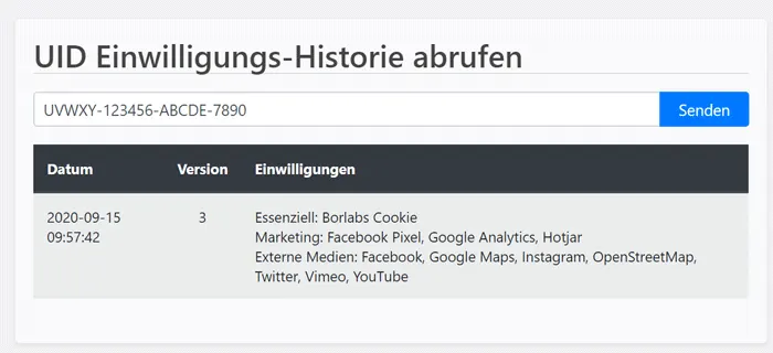 UID in Borlabs Cookie aufrufen