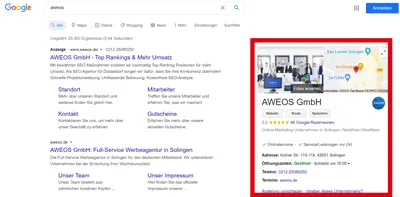Google My Business Profil von AWEOS