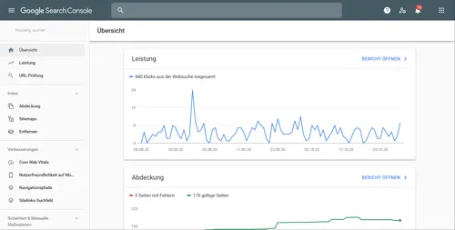 Google Search Console Website Übersicht