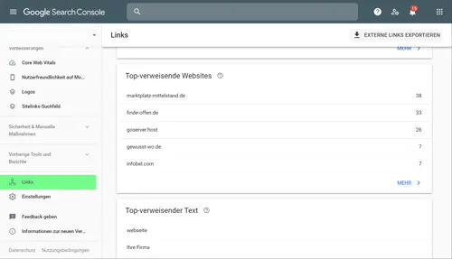 Eingehende Links in Google Search Console einsehen