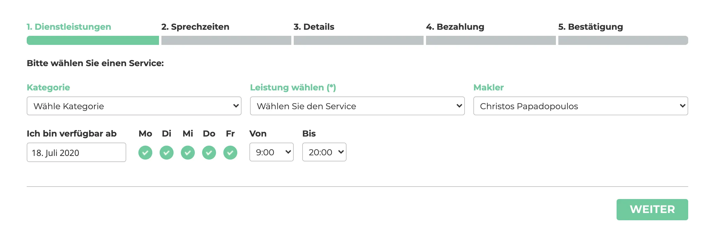 Terminvereinbarung für Immobilien-Besichtigung