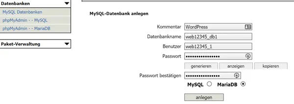 MySQL Datenbank bei webgo einrichten