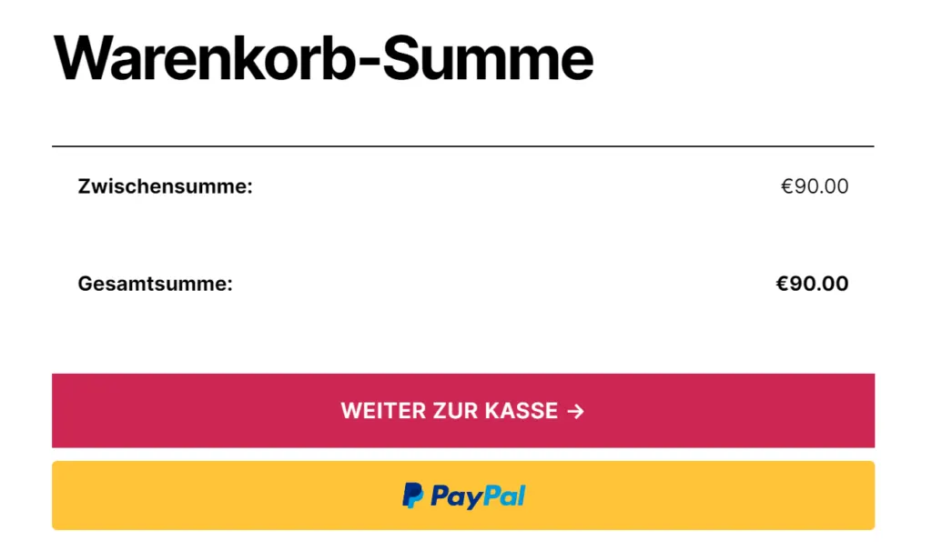 PayPal Express Checkout Button im Warenkorb