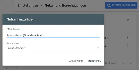 Benutzer bei Google Webmaster Tools hinzufügen