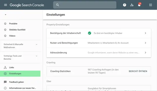 Google Search Console: Nutzer hinzufügen