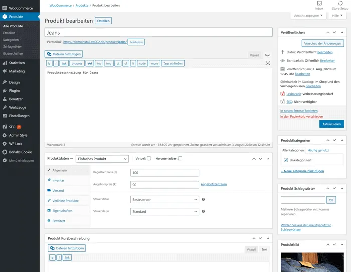 WooCommerce Produkt bearbeiten