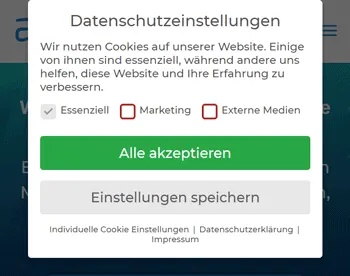 WordPress Cookie Banner Beispiel von aweos.de