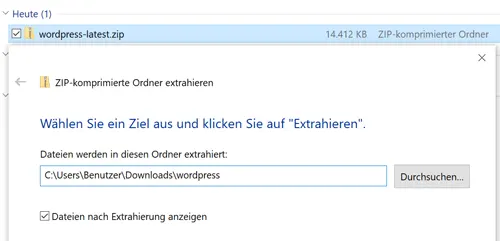 WordPress Download entpacken