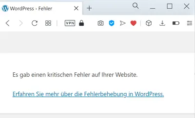 WordPress Fehlermeldung bei defektem Plugin