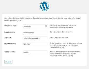 WordPress Installer: Datenbank korrekt hinterlegen