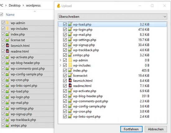 Manuelles WordPress Update: Dateien ersetzen