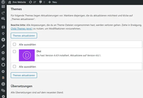 Themes aktualisieren in WordPress