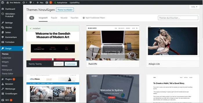 Kostenlose WordPress Themes direkt installieren
