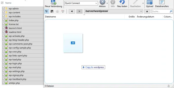 WordPress Upload starten