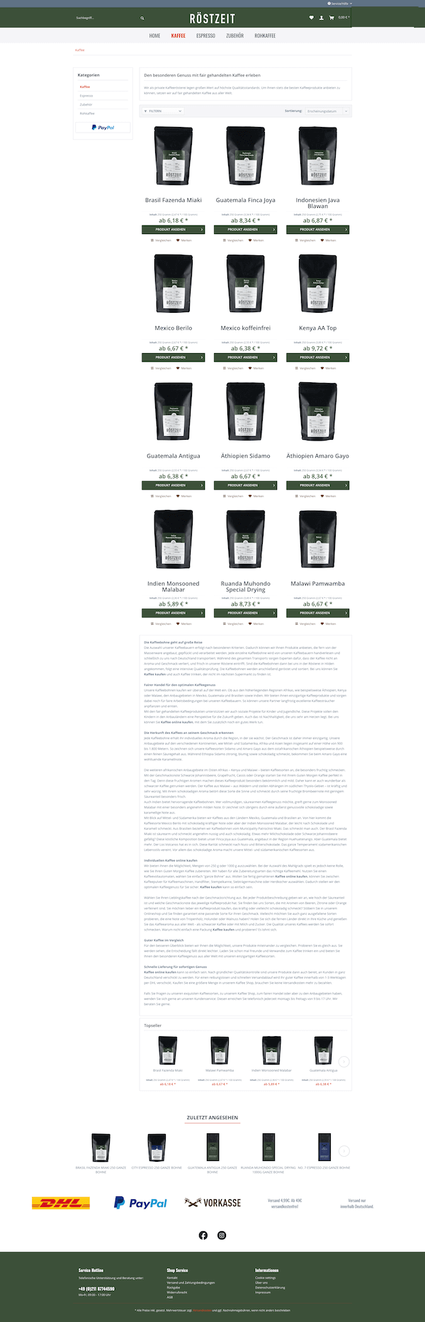 Kaffeerösterei Röstzeit