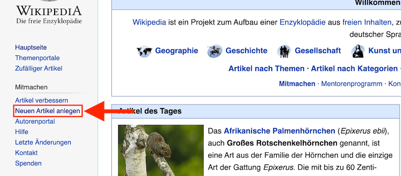 Wikipedia Beitrag erstellen