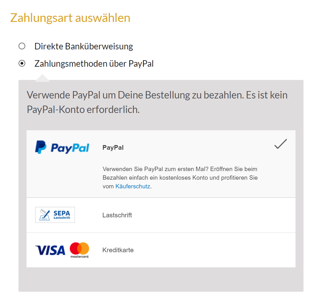 PayPal Plus Endkundenansicht