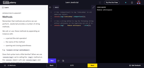 JavaScript Einführung von Codecademy