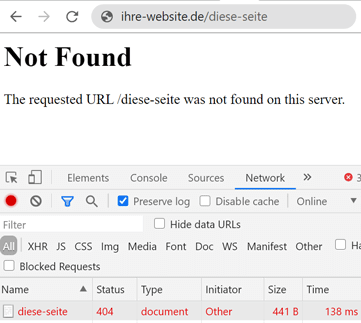404 not found Fehler in Chrome